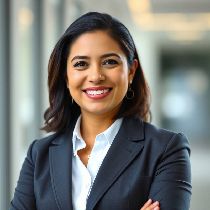 Portrait of Dr. Elena Rodriguez, smiling confidently and wearing a professional blazer.