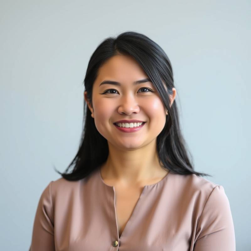 Portrait of Ms. Sarah Chen, smiling professionally and wearing a stylish blouse.